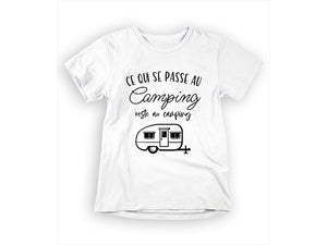 T-Shirt Ce qui se passe au camping, reste au camping-Simplement Vrai Boutique Made In Québec