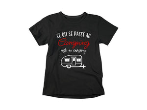 T-Shirt Ce qui se passe au camping, reste au camping-Simplement Vrai Boutique Made In Québec