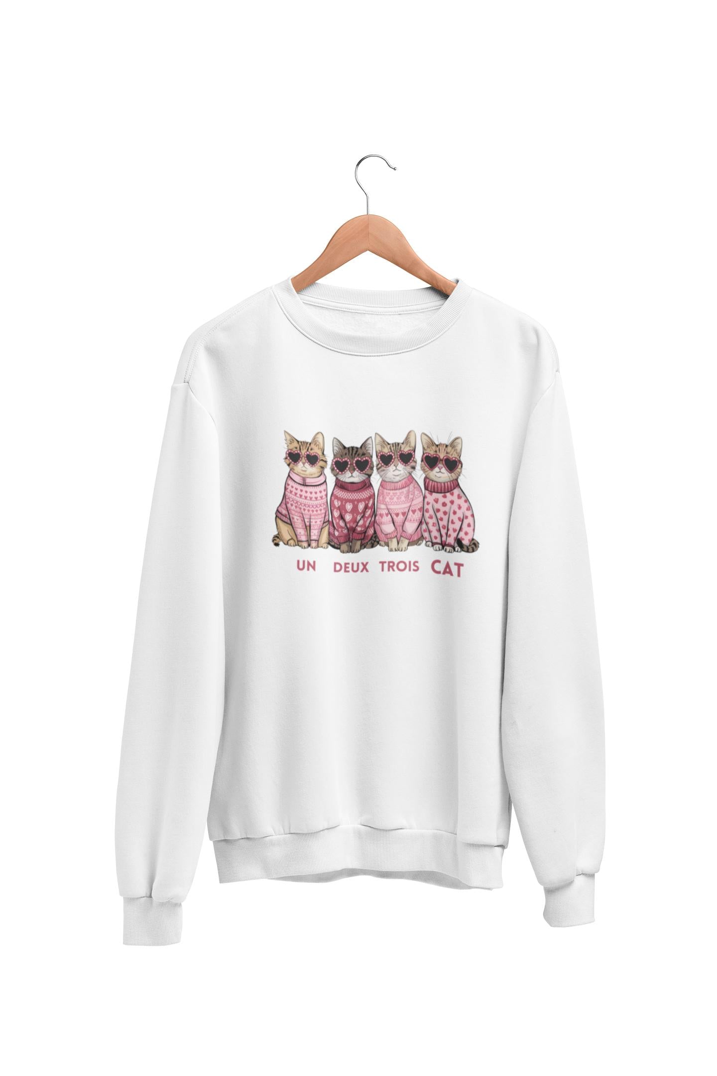 Sweat-shirt Un Deux Trois Cat - Chemise Manches Longues Adorable Pour Amoureux Des Chats - Unisexe