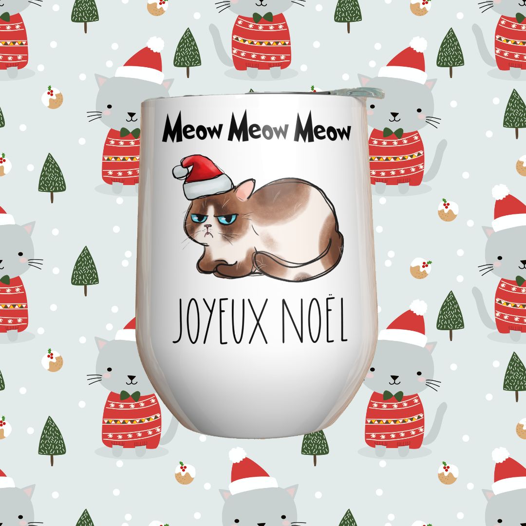 Verre à vin - Meow Meow Meow, Joyeux Noël