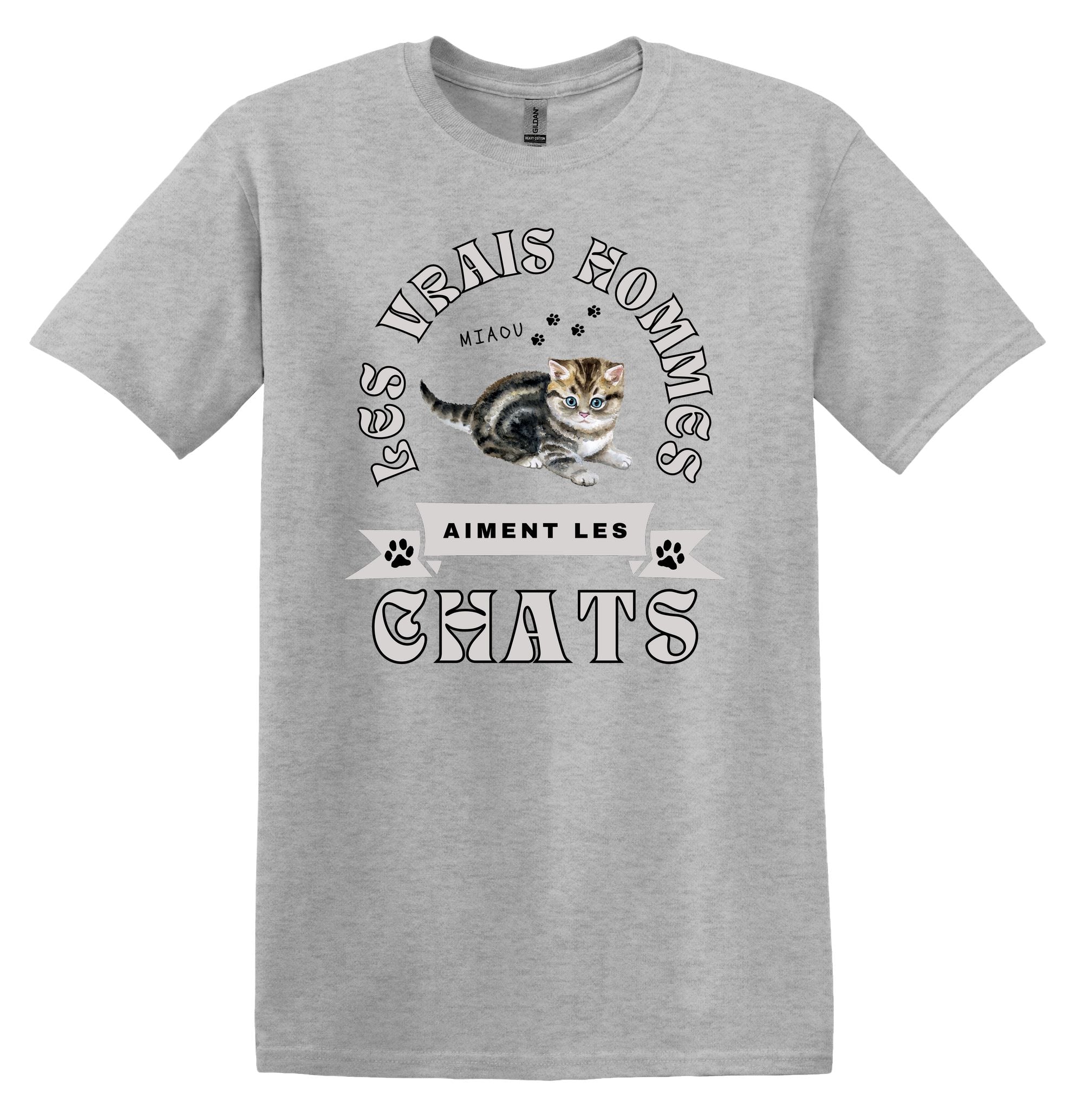 T-Shirt Les vrais hommes aiment les chats