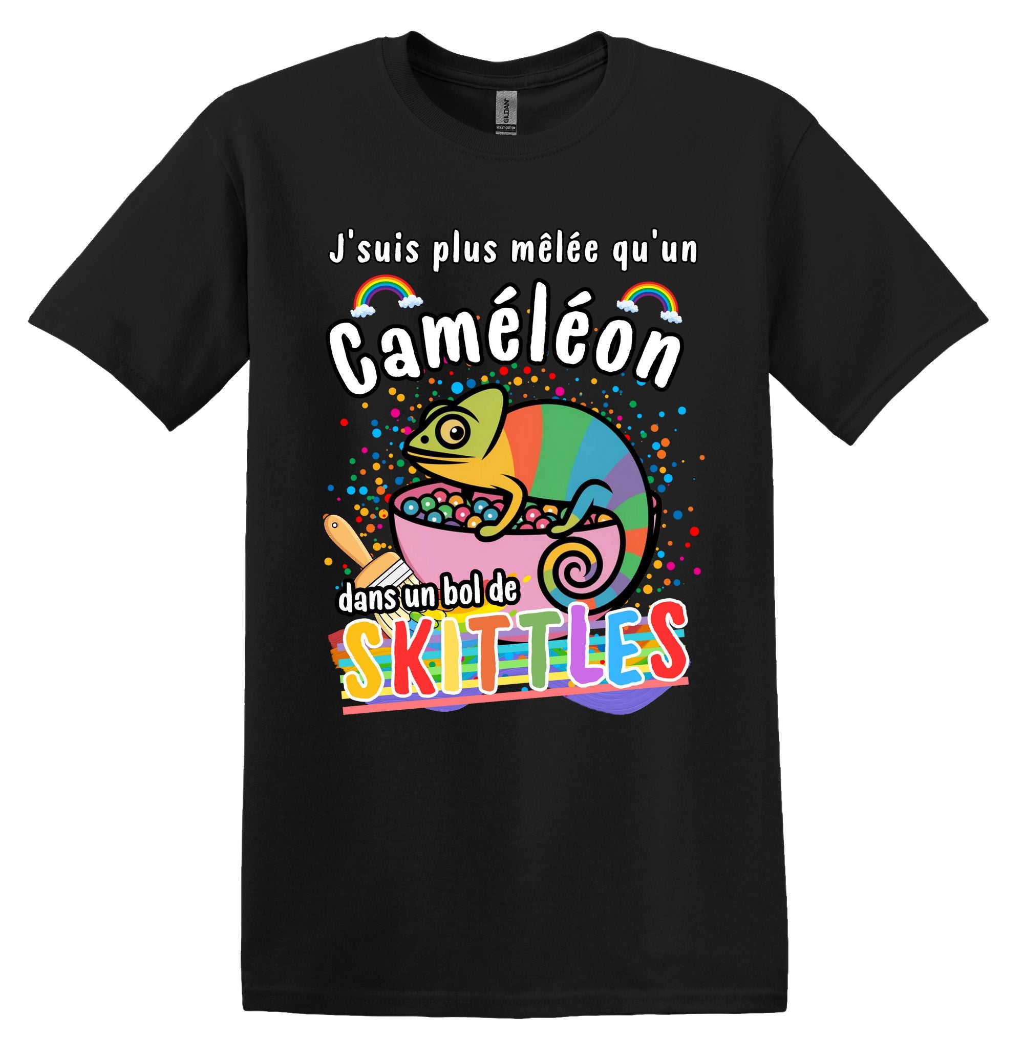 T-Shirt J'suis plus mêlée qu'un Caméléon dans un bol de Skittles