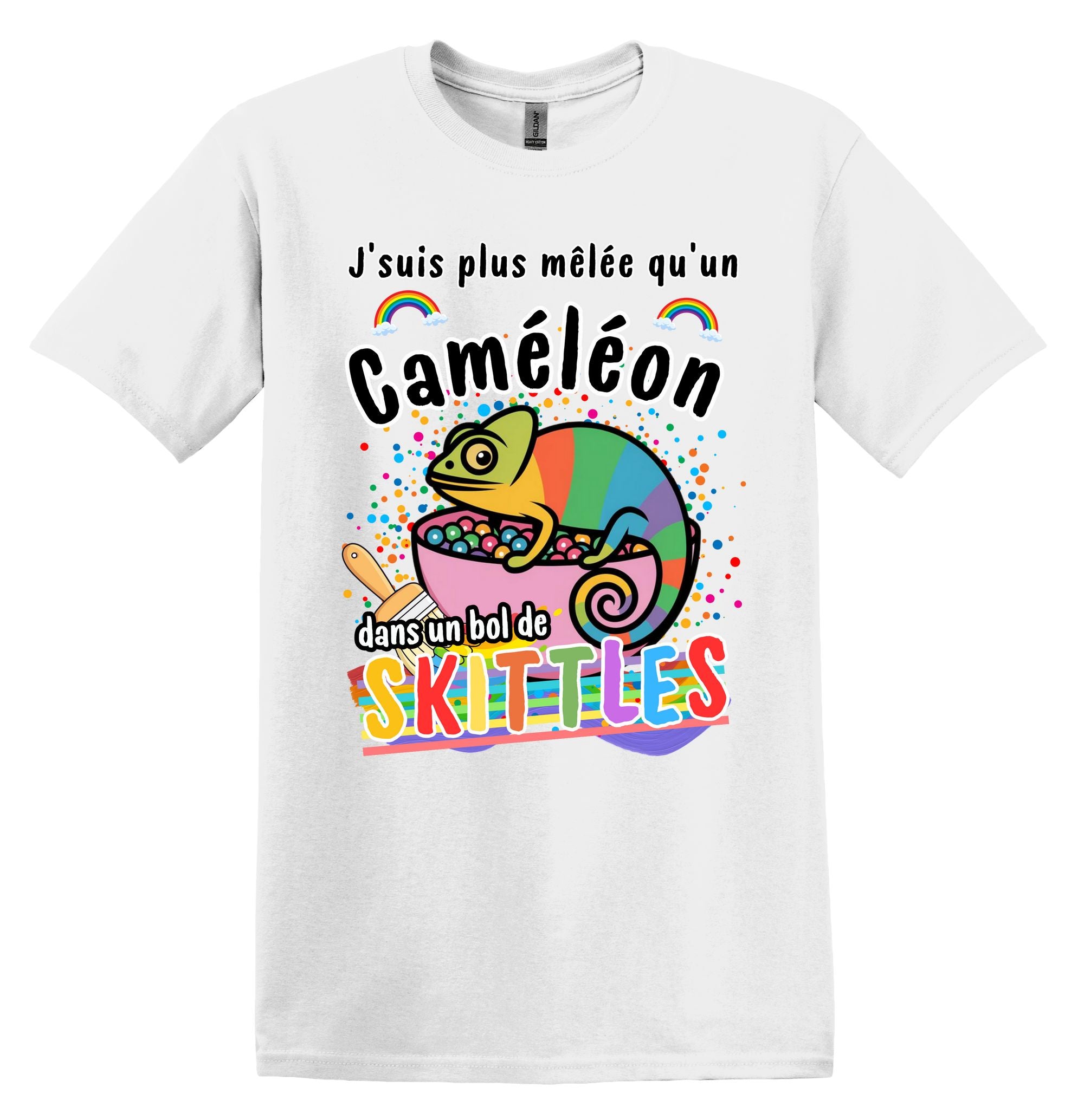 T-Shirt J'suis plus mêlée qu'un Caméléon dans un bol de Skittles
