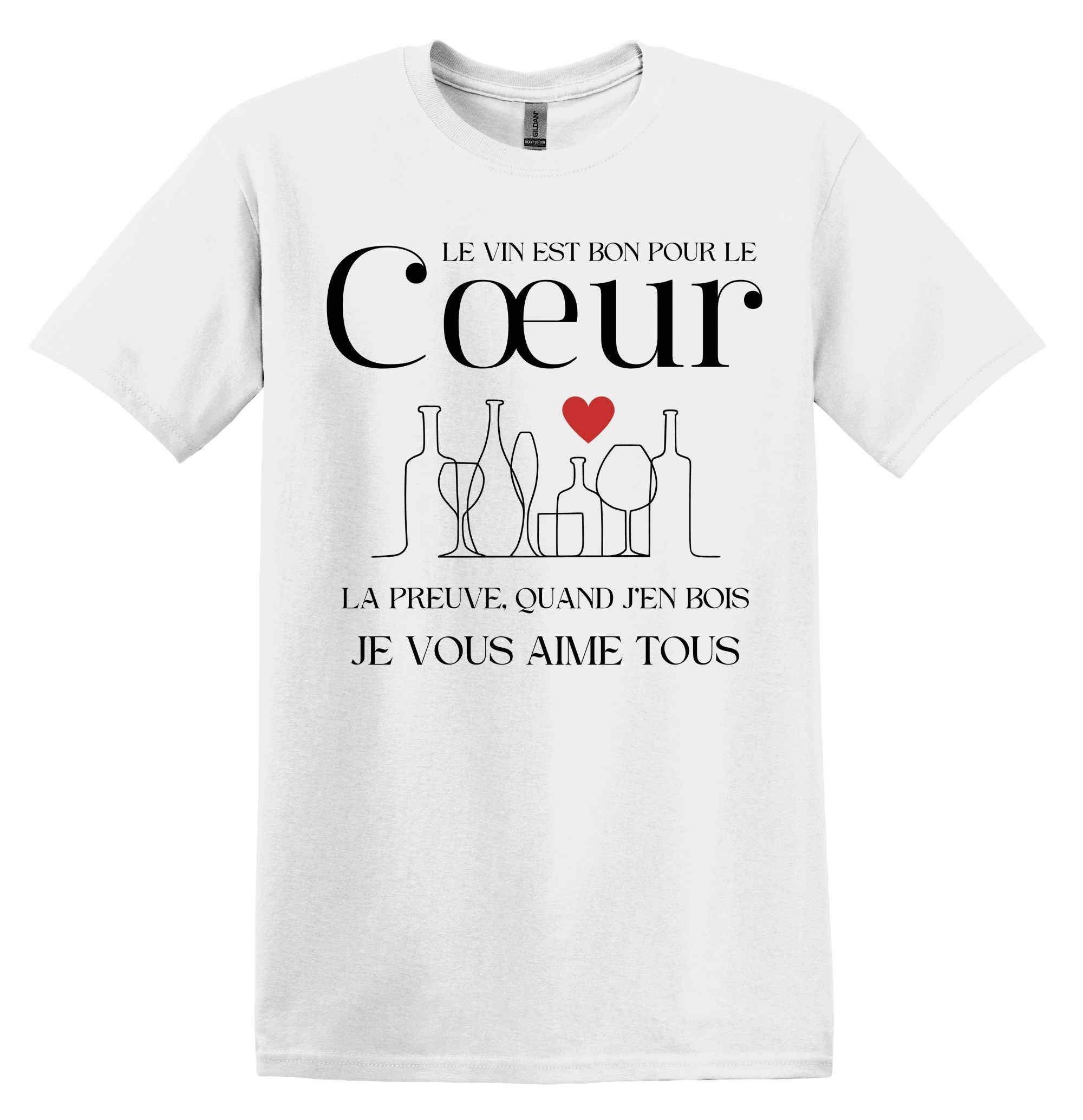 Liquidation T-Shirt XL Le vin est bon pour le coeur