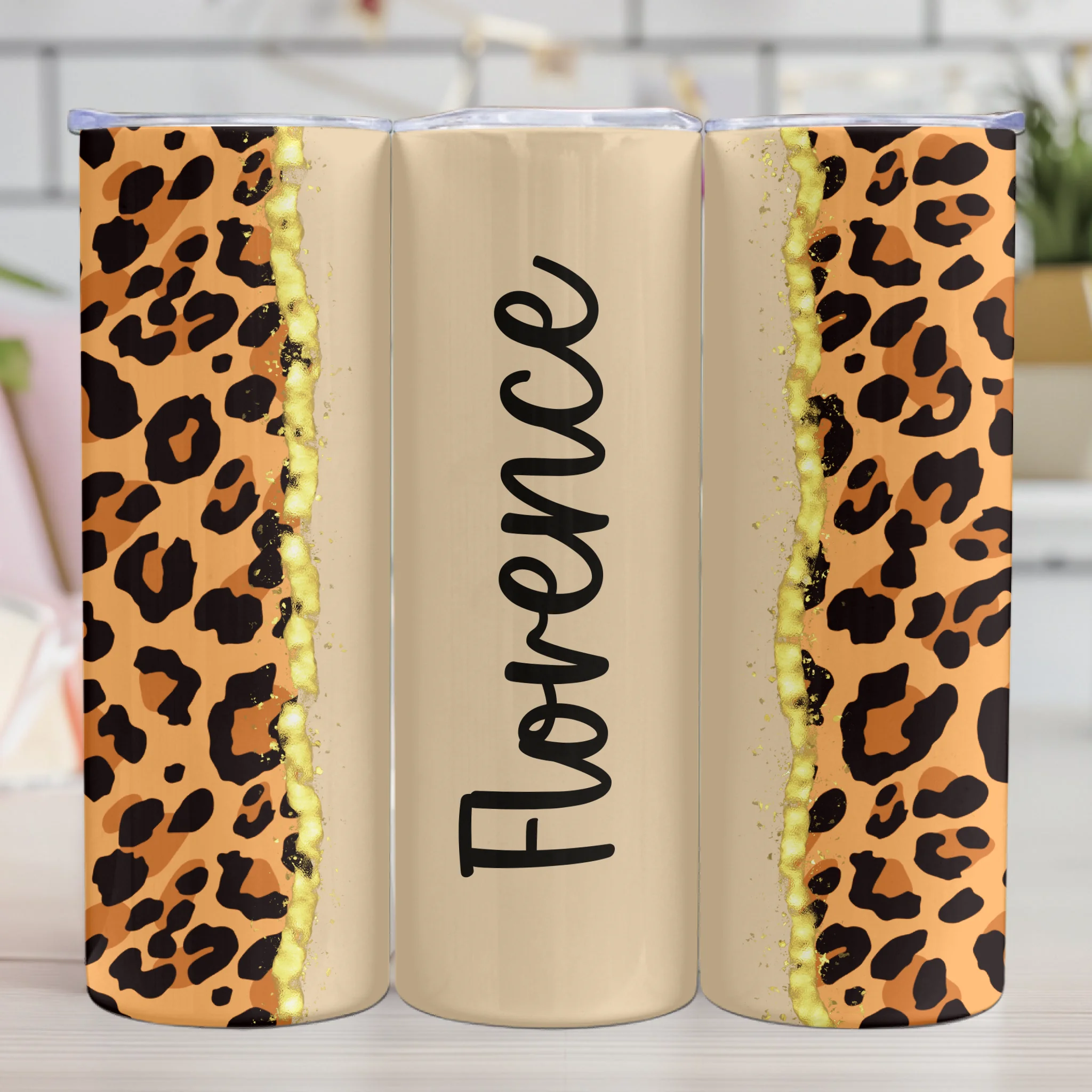 Tumbler Café Léopard - Personnalisable