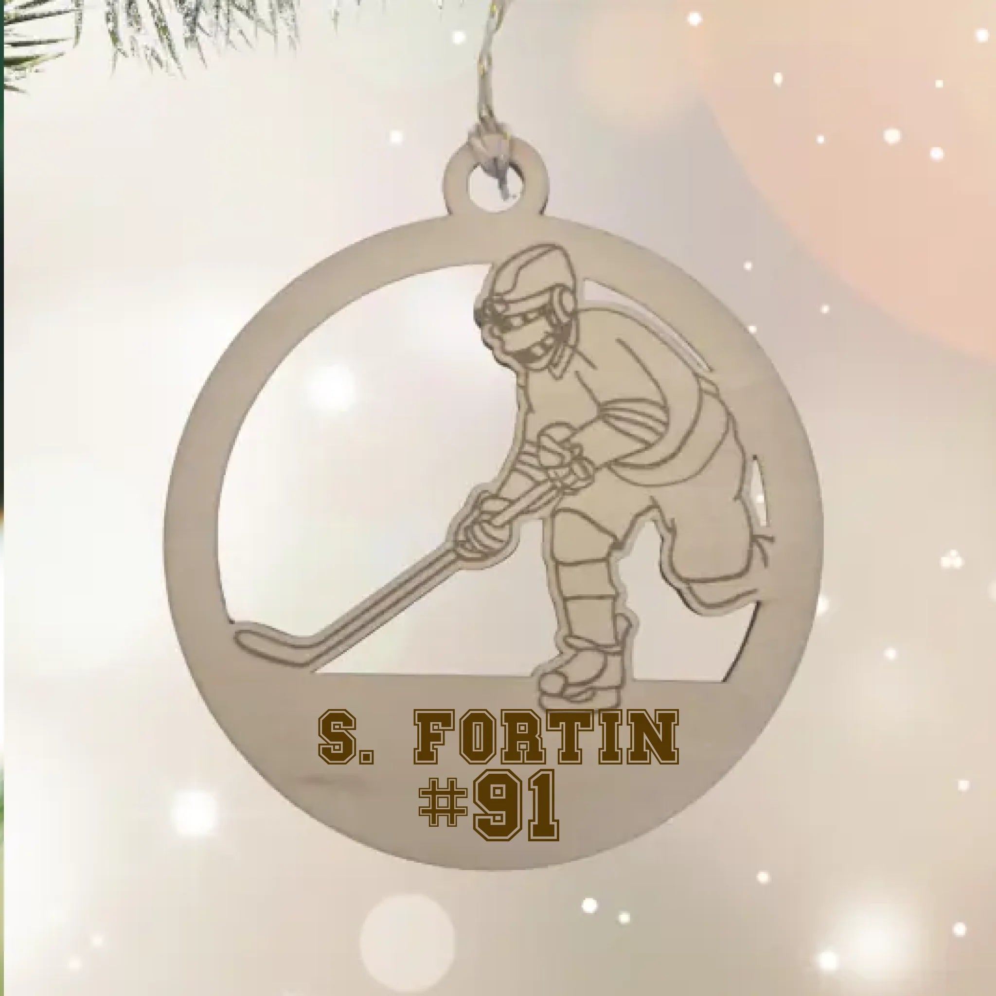 Ornement de Noël Personnalisable - Le joueur de hockey ( DIY Coloriage )