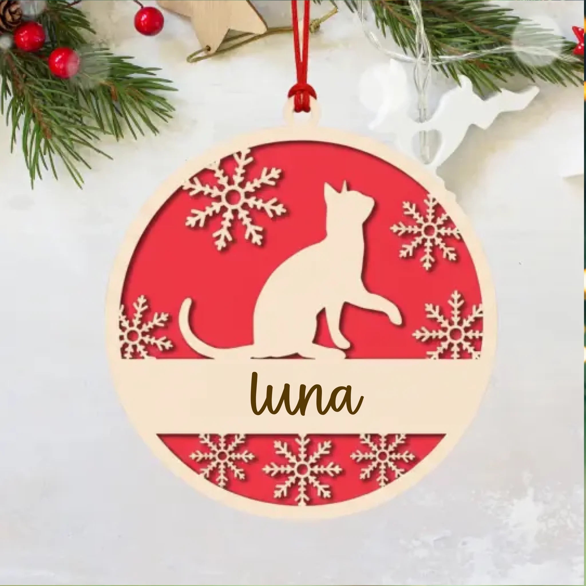 Ornement de Noël Personnalisable - Le chat