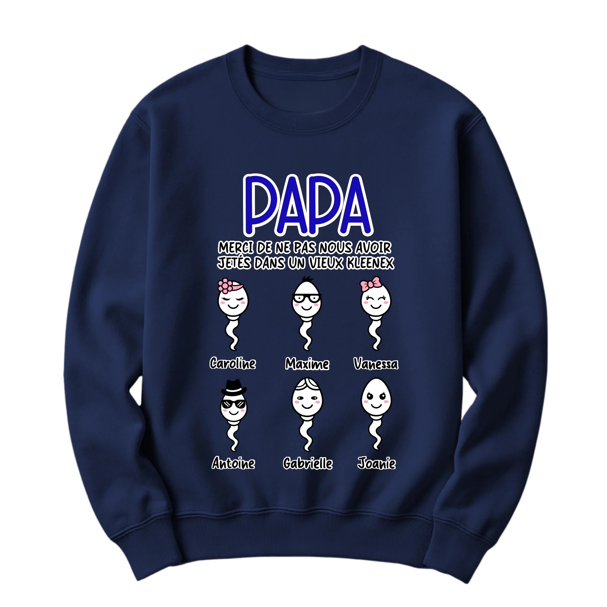 Crewneck Personnalisable Merci Papa de ne pas m'avoir jeté dans un kleenex