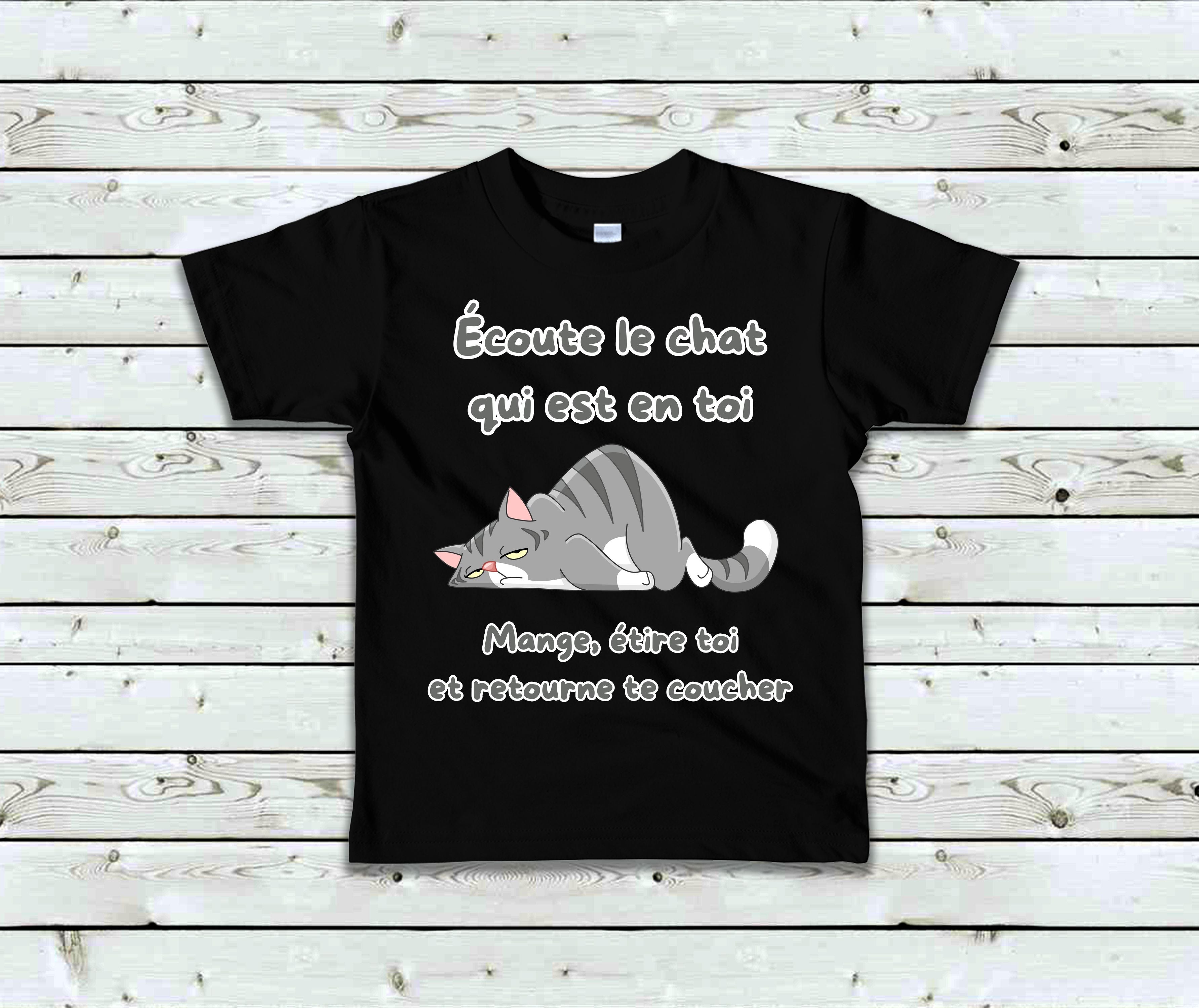 T-Shirt Enfant Écoute le chat qui est en toi, mange, étire toi et retourne te coucher