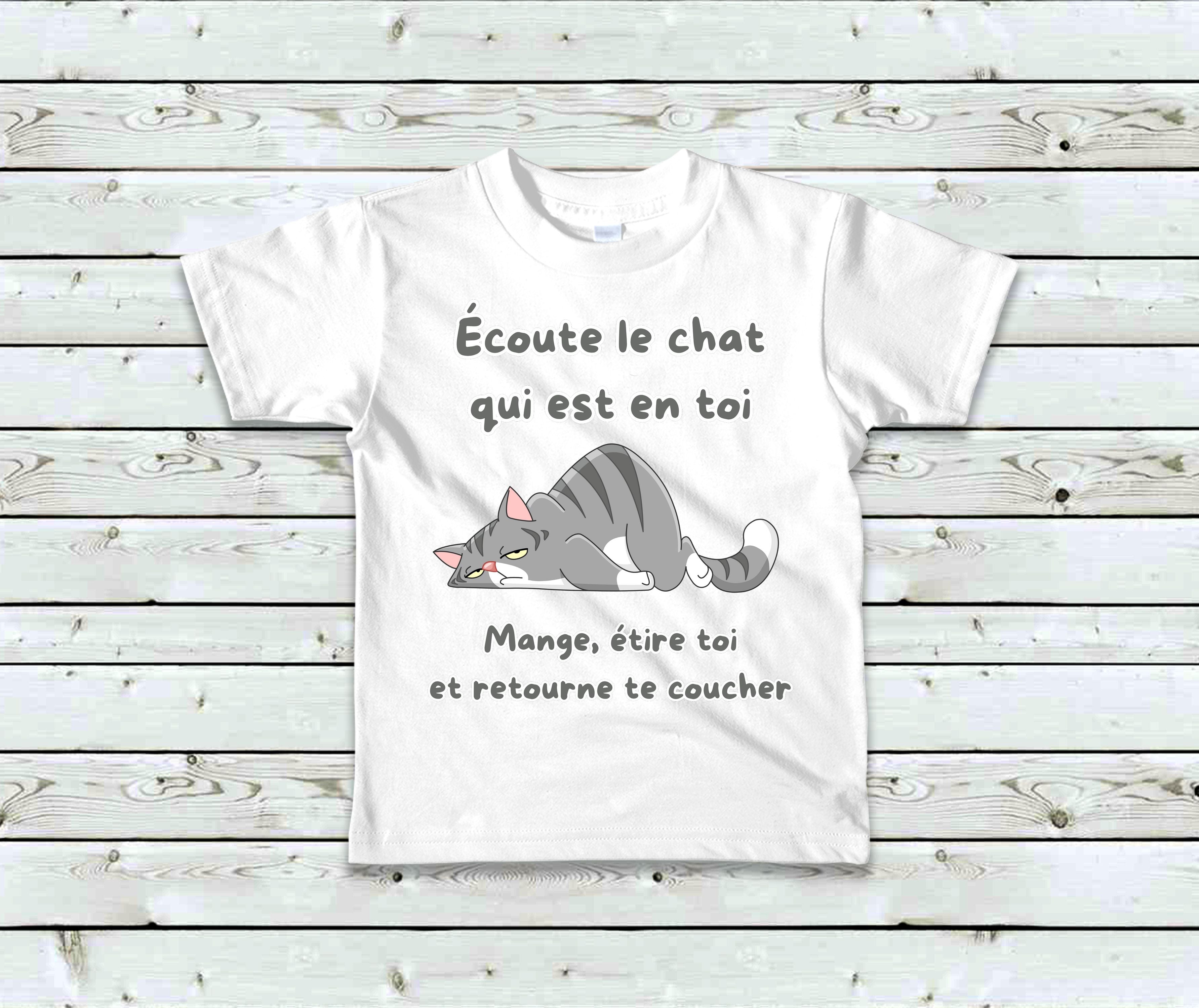 T-Shirt Enfant Écoute le chat qui est en toi, mange, étire toi et retourne te coucher