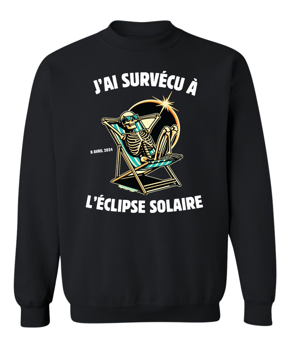 Crewneck J'ai survécu à l'éclipse solaire