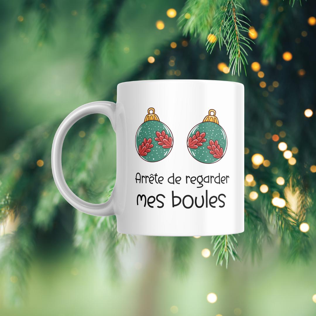 Tasse à café Arrête de regarder mes boules