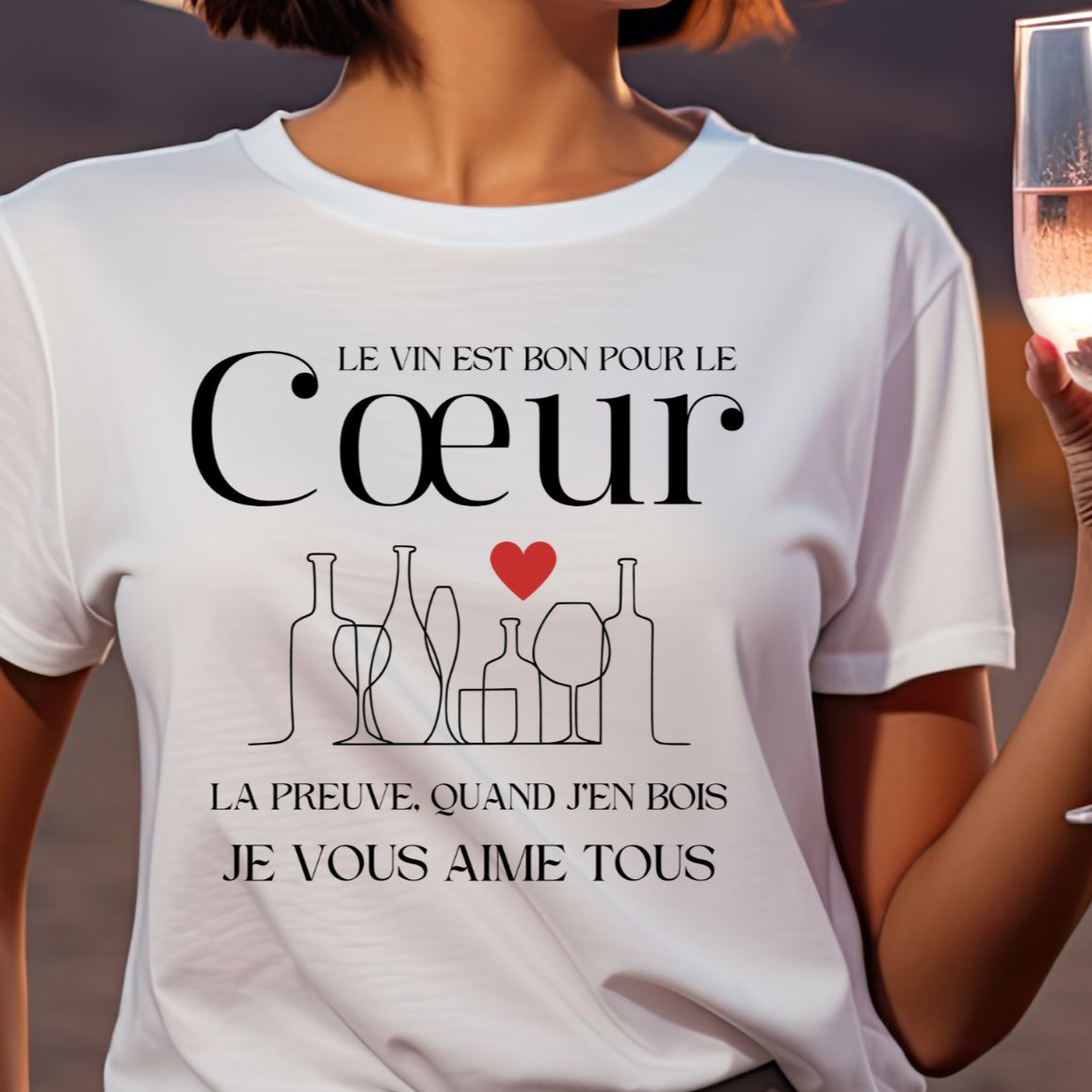 T-Shirt Boire du vin c'est bon pour le coeur