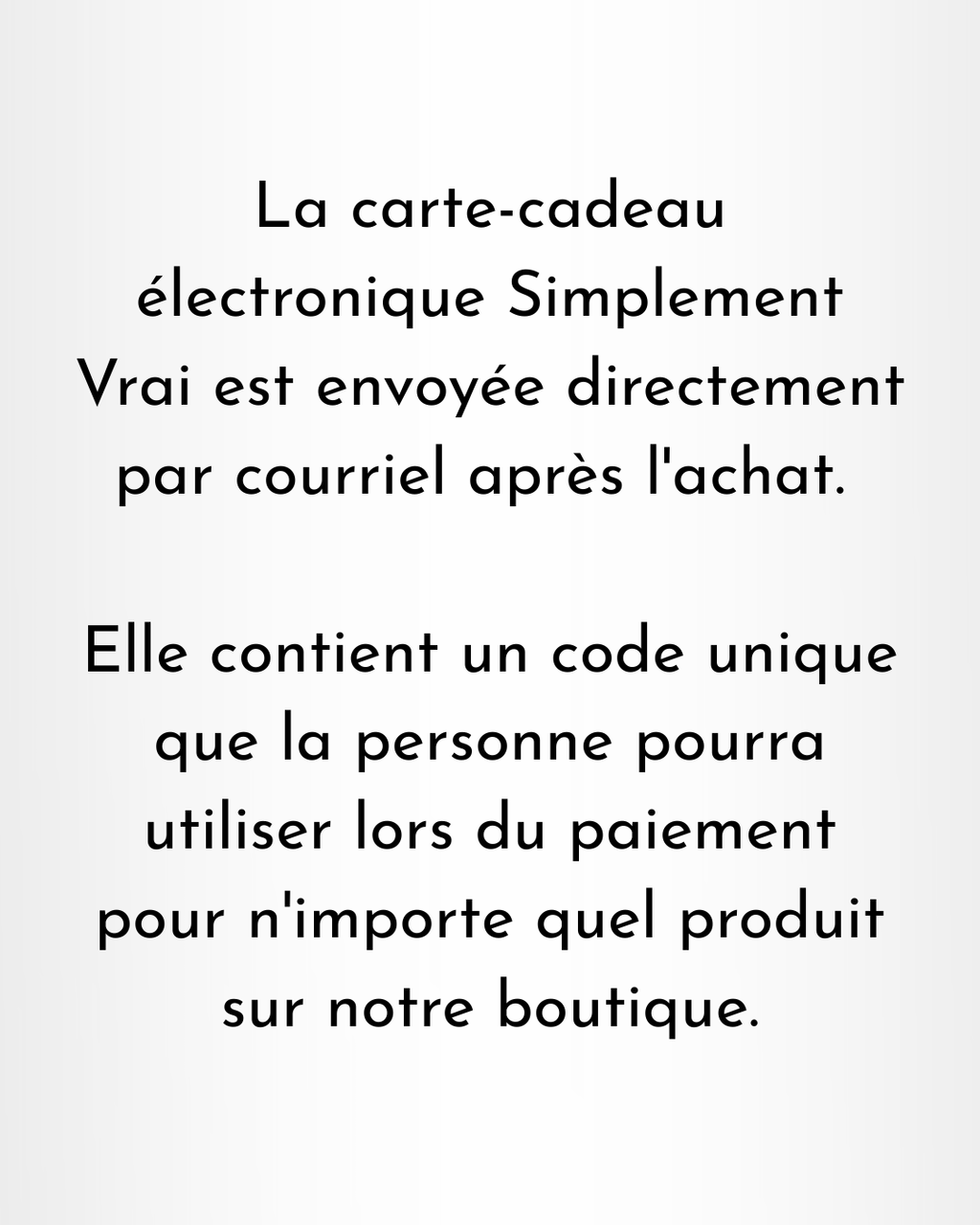 Carte-Cadeau Simplement Vrai