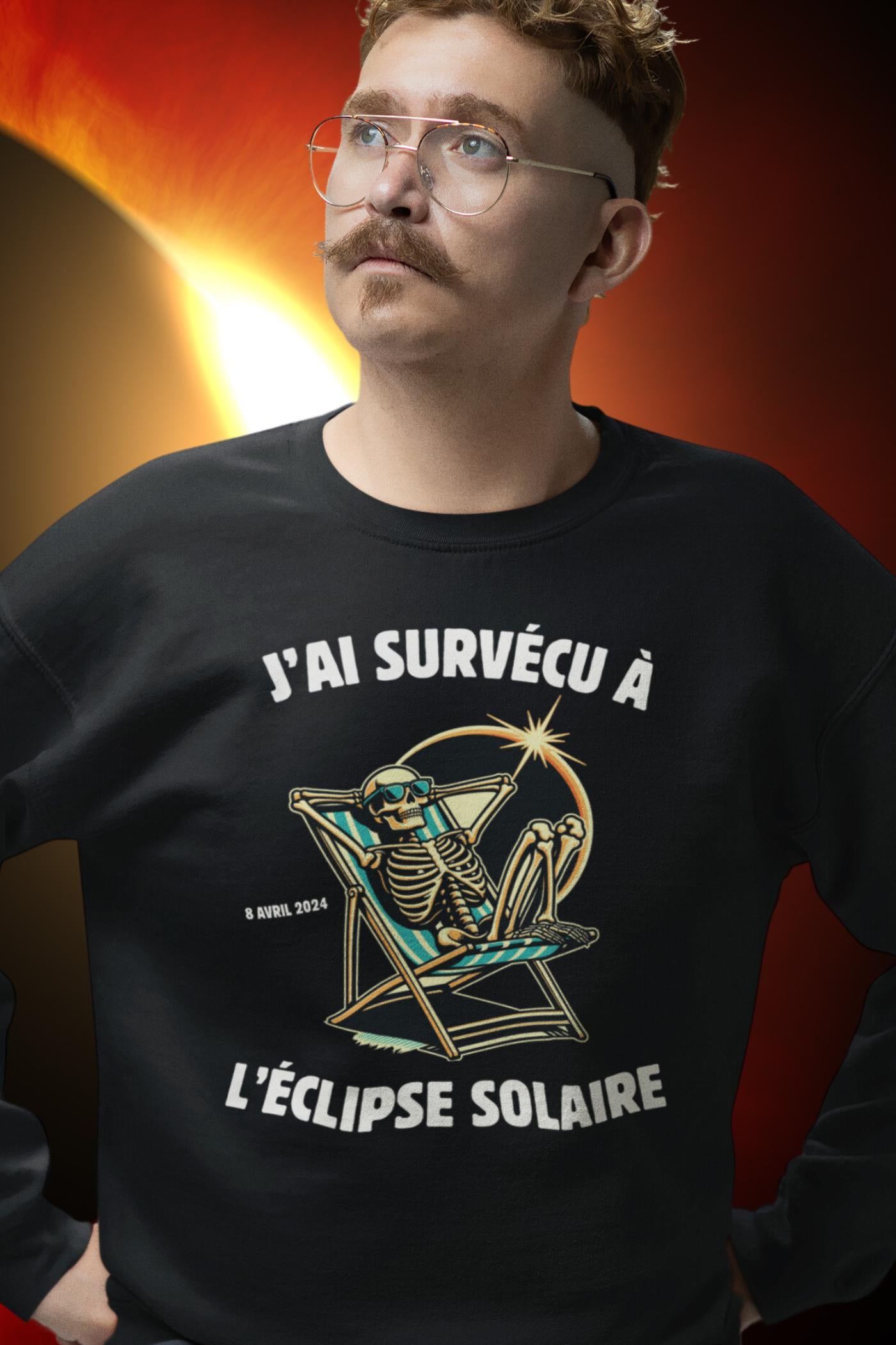 Crewneck J'ai survécu à l'éclipse solaire