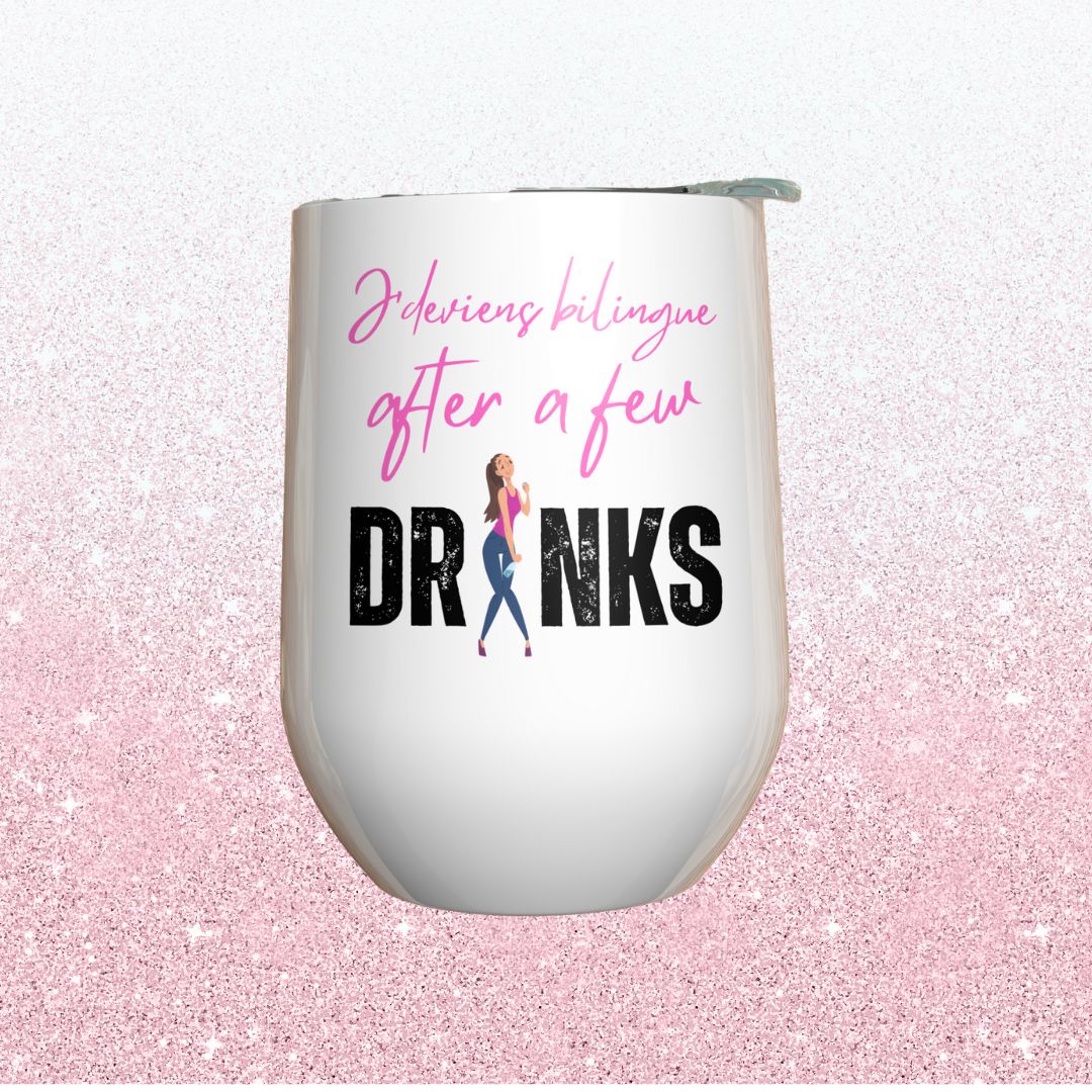 Verre à vin - J'deviens bilingue after a few drinks Image principale du produit