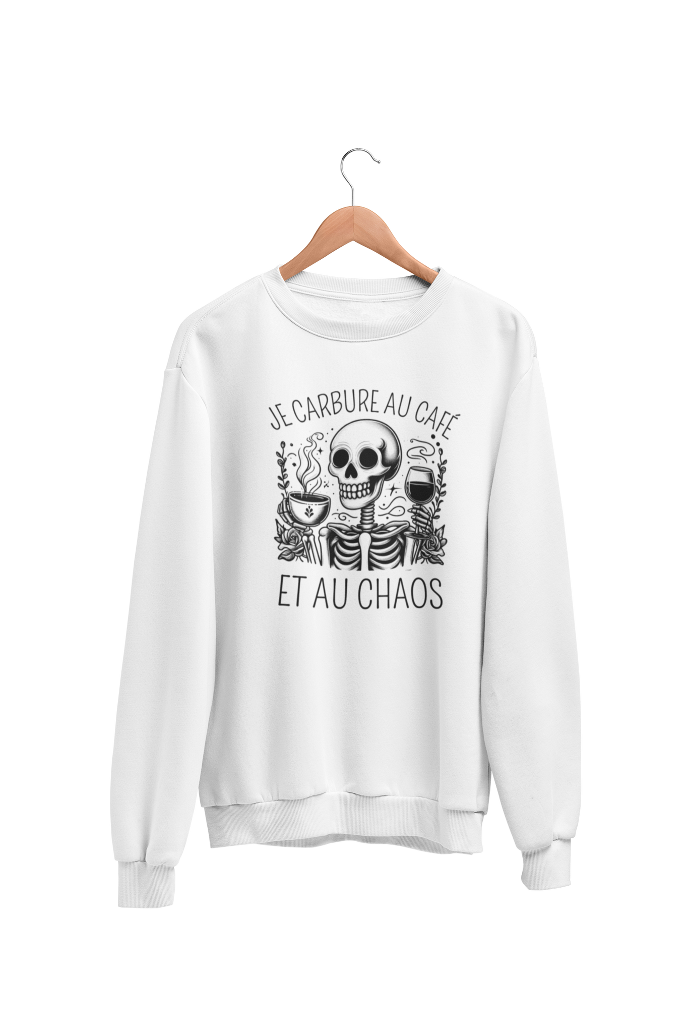 Crewneck Je carbure au café et au chaos