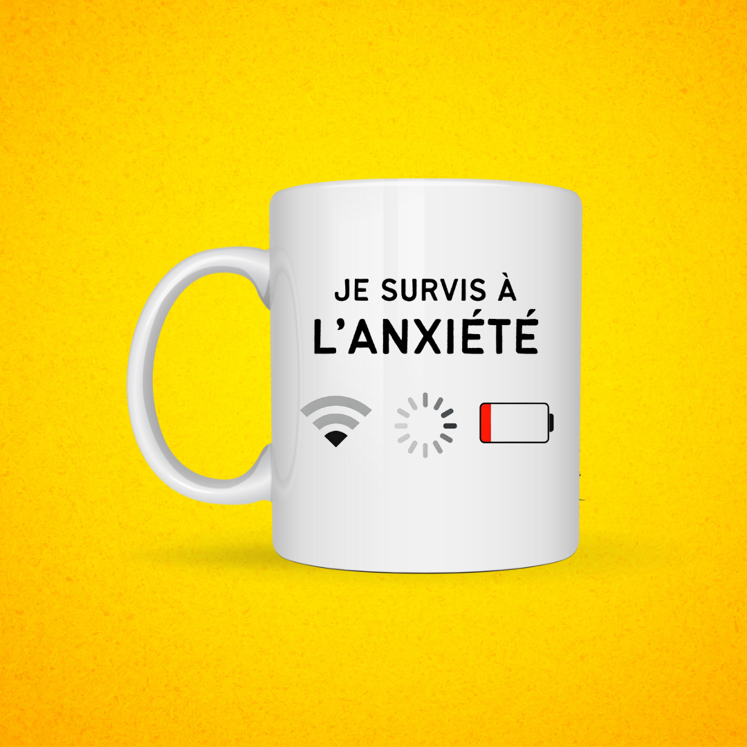 Tasse à café Je survis à l’anxiété