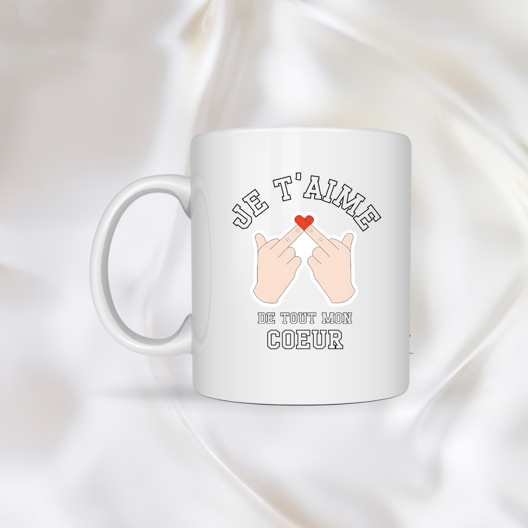 Tasse à café Je t'aime de tout mon coeur