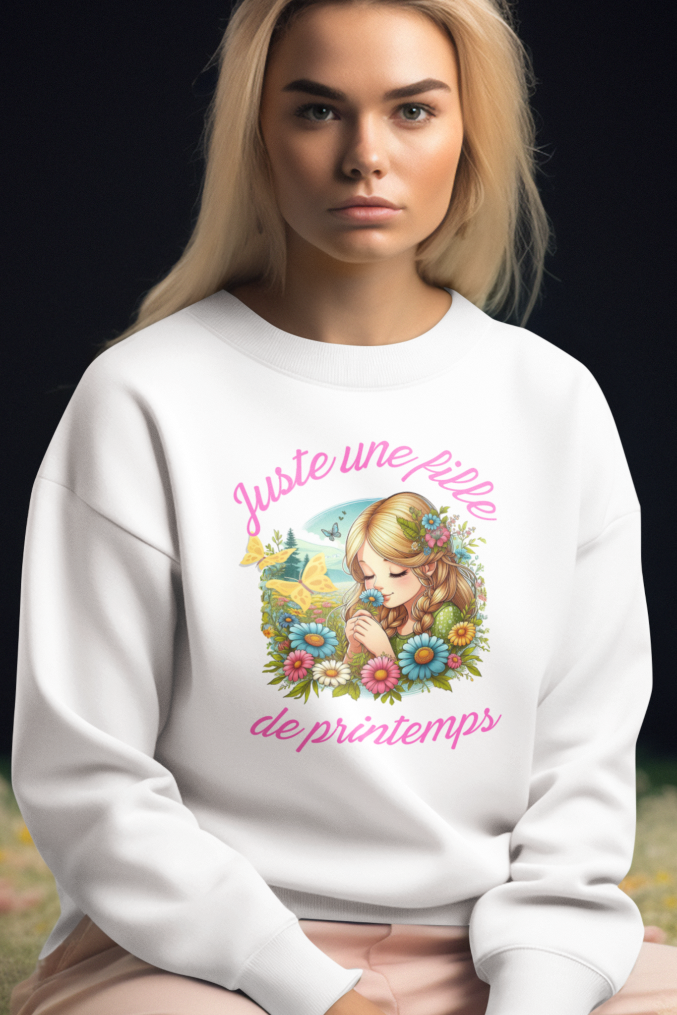 Crewneck Juste une fille de printemps