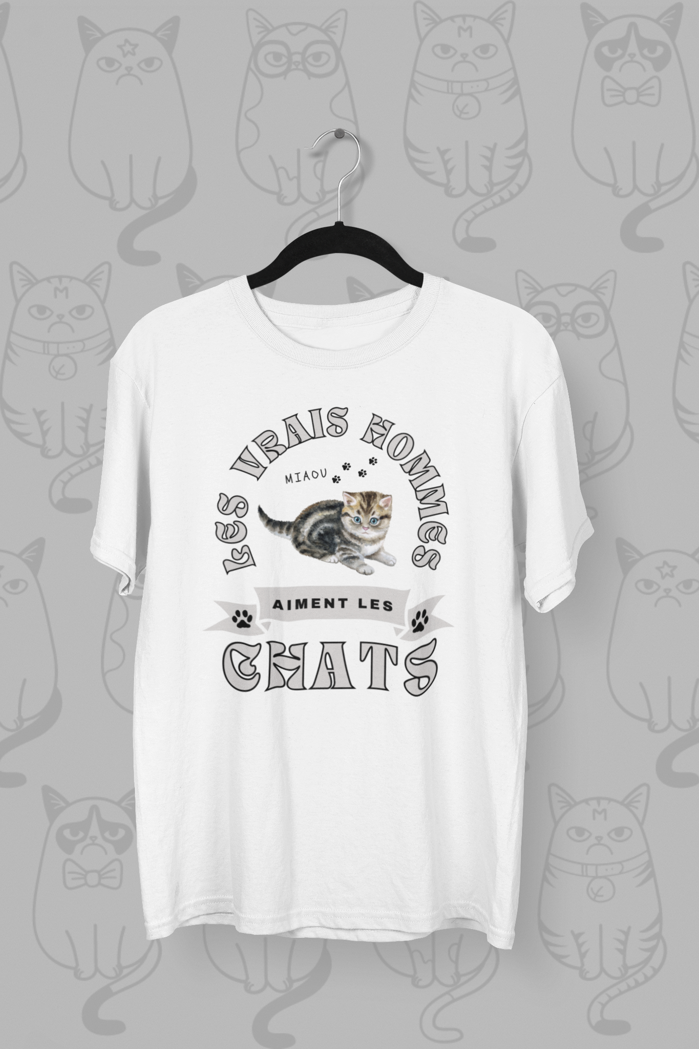 T-Shirt Les vrais hommes aiment les chats