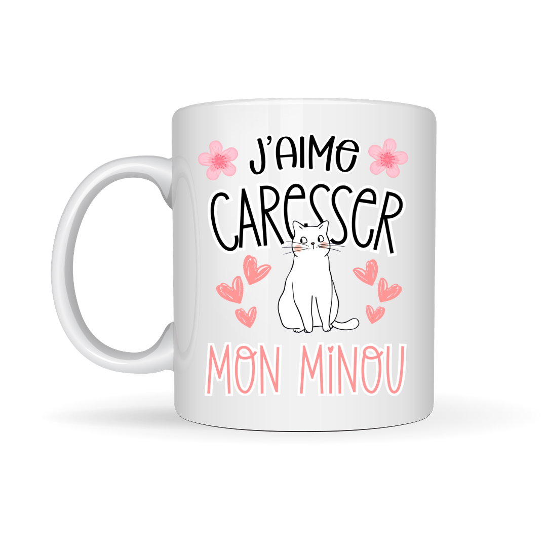 Tasse à café J'aime caresser mon minou
