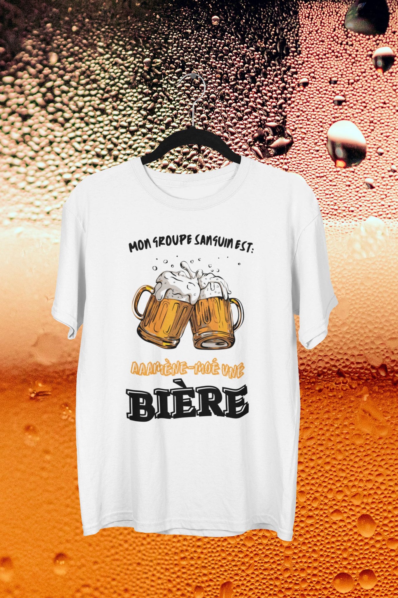 T-Shirt Mon groupe sanguin est Amène-moé une bière