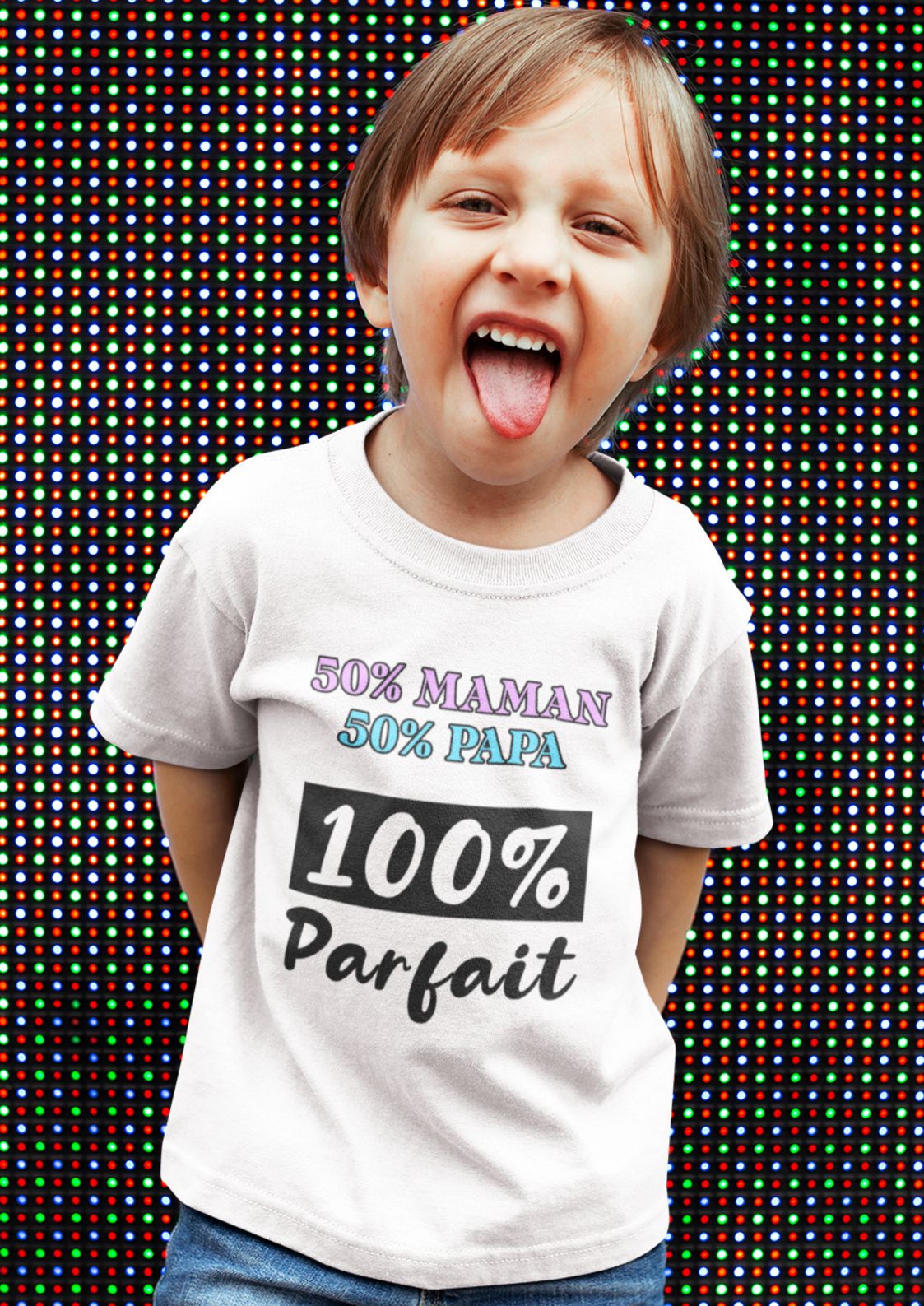 T-Shirt Enfant 50% Maman, 50% Papa, 100% Parfait