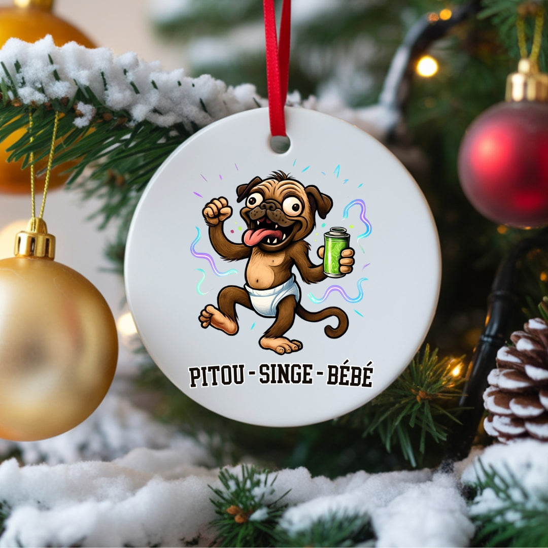 Ornement de Noël Pitou Singe Bébé