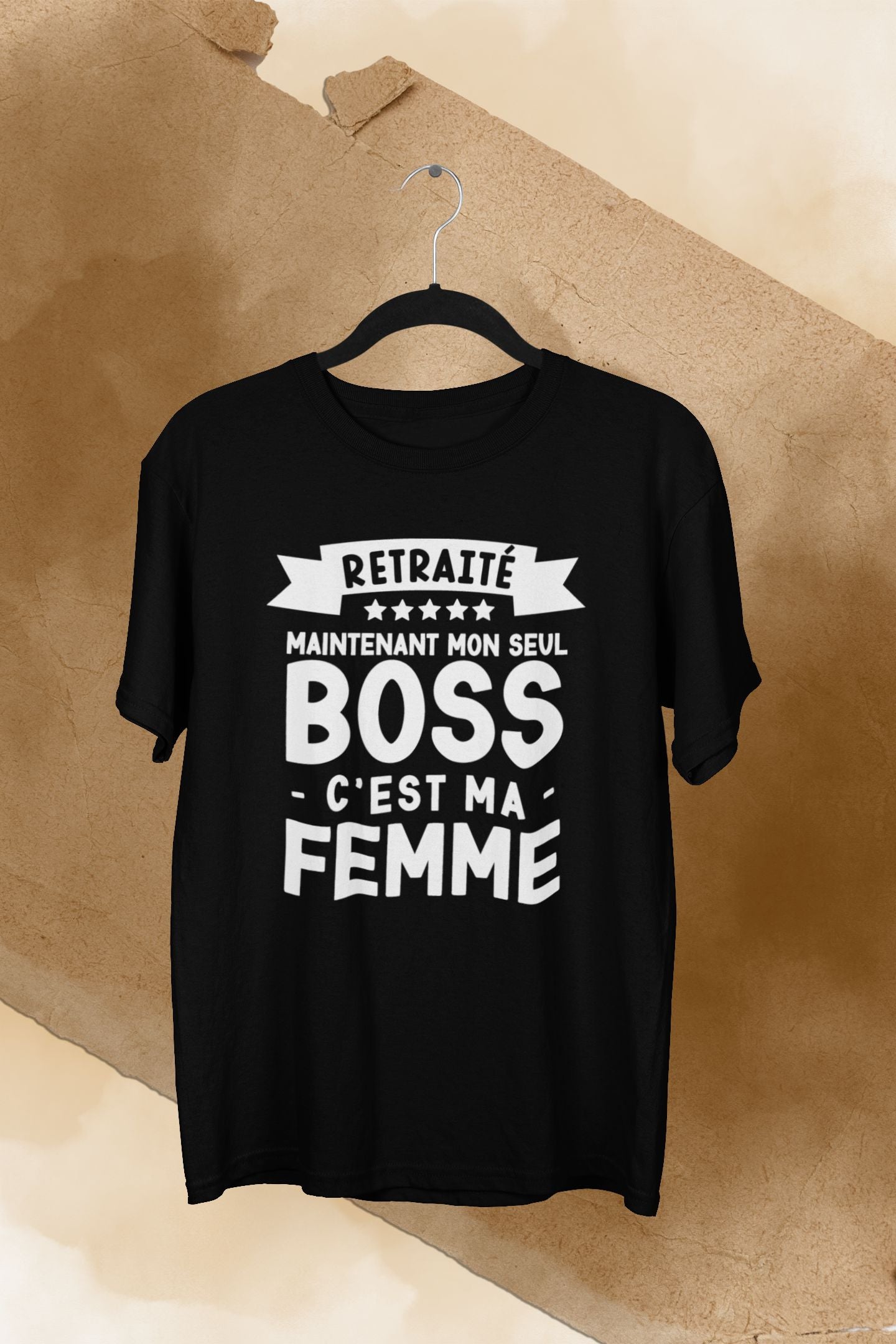T-Shirt Retraité, maintenant mon seul boss, c'est ma femme Image principale du produit