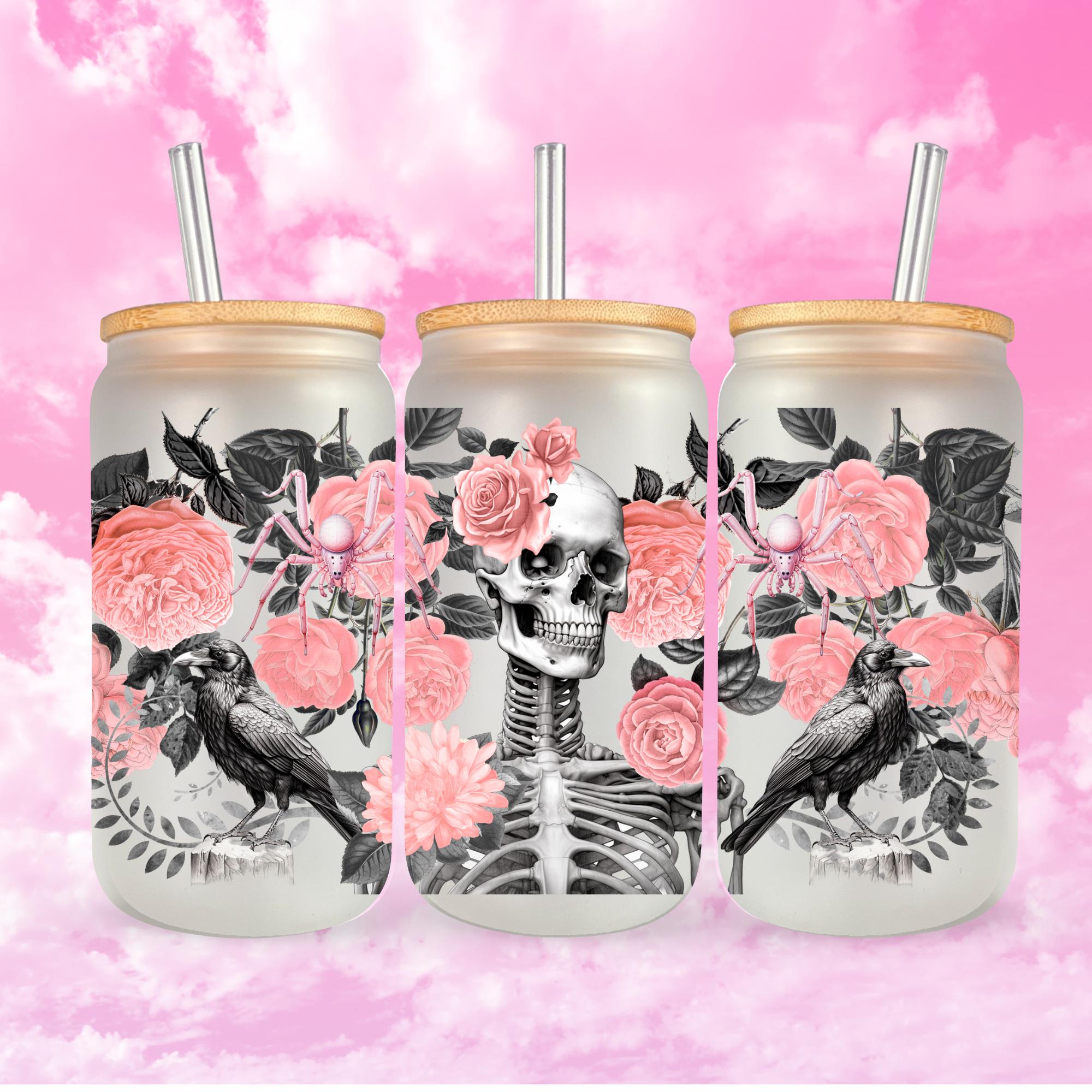 Verre Givré à Cocktail - Squelette et fleur