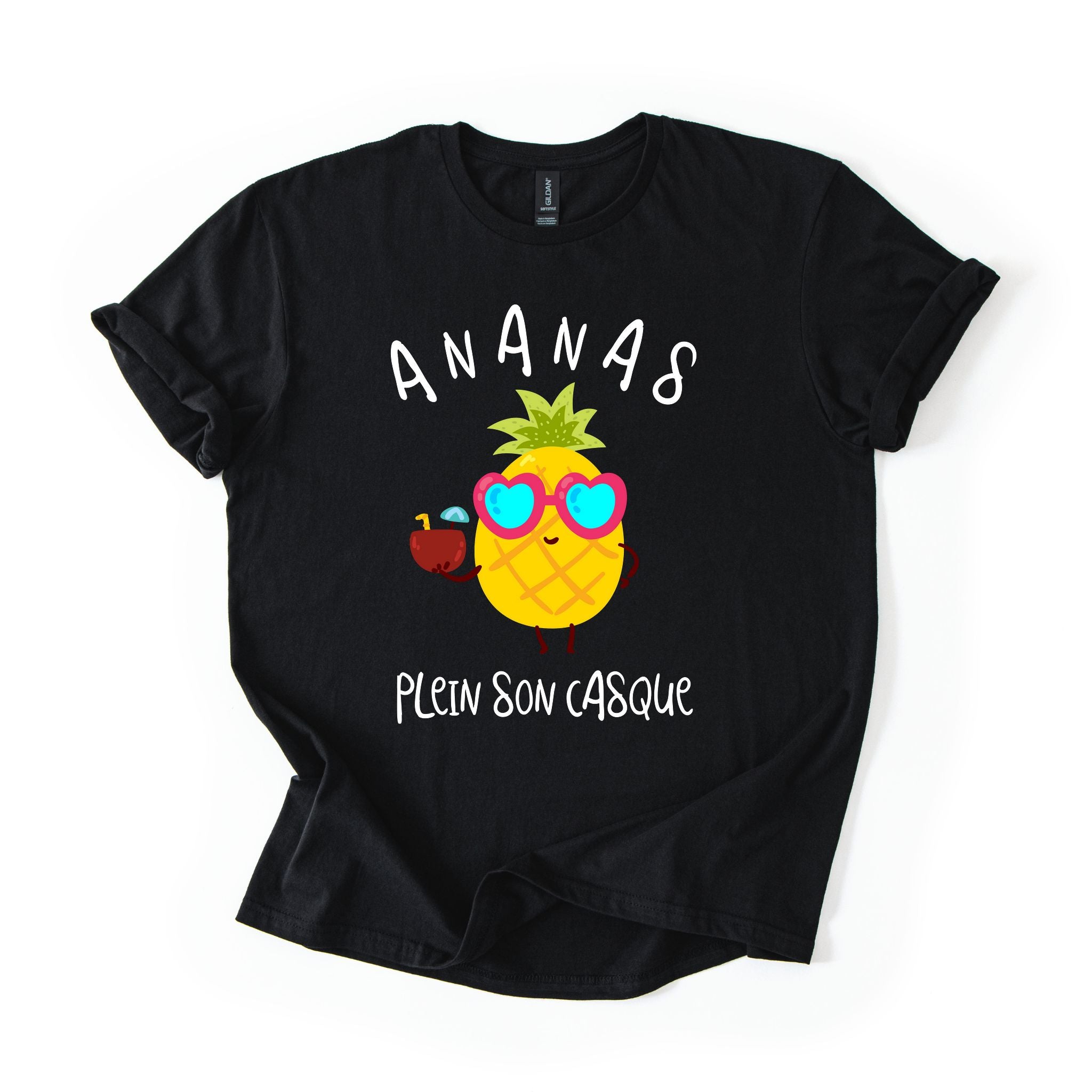 T-Shirt Ananas plein son casque