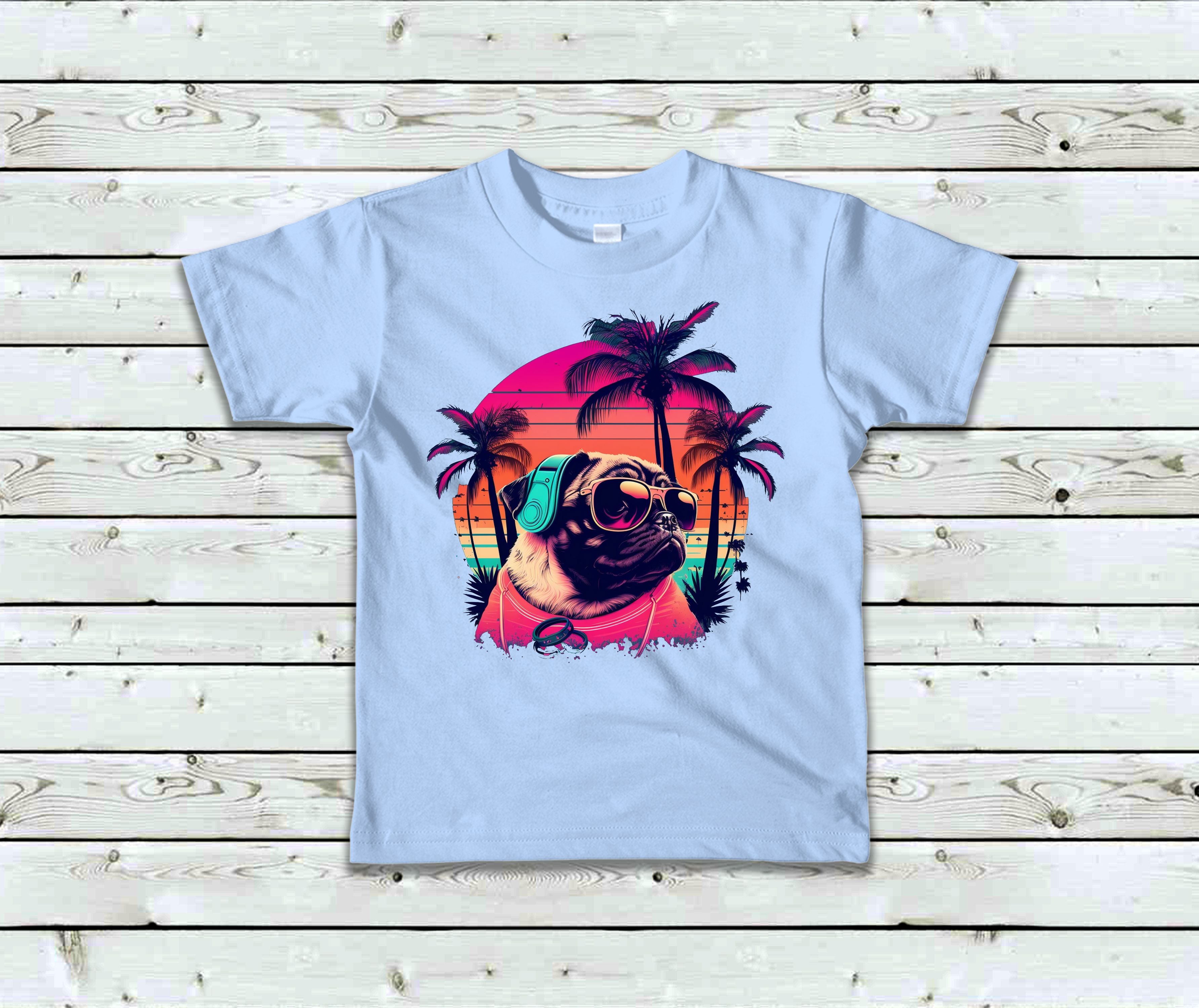 T-Shirt Enfant Pug en vacance