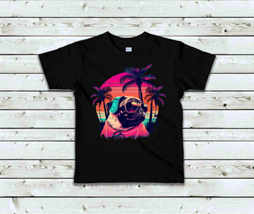 T-Shirt Enfant Pug en vacance