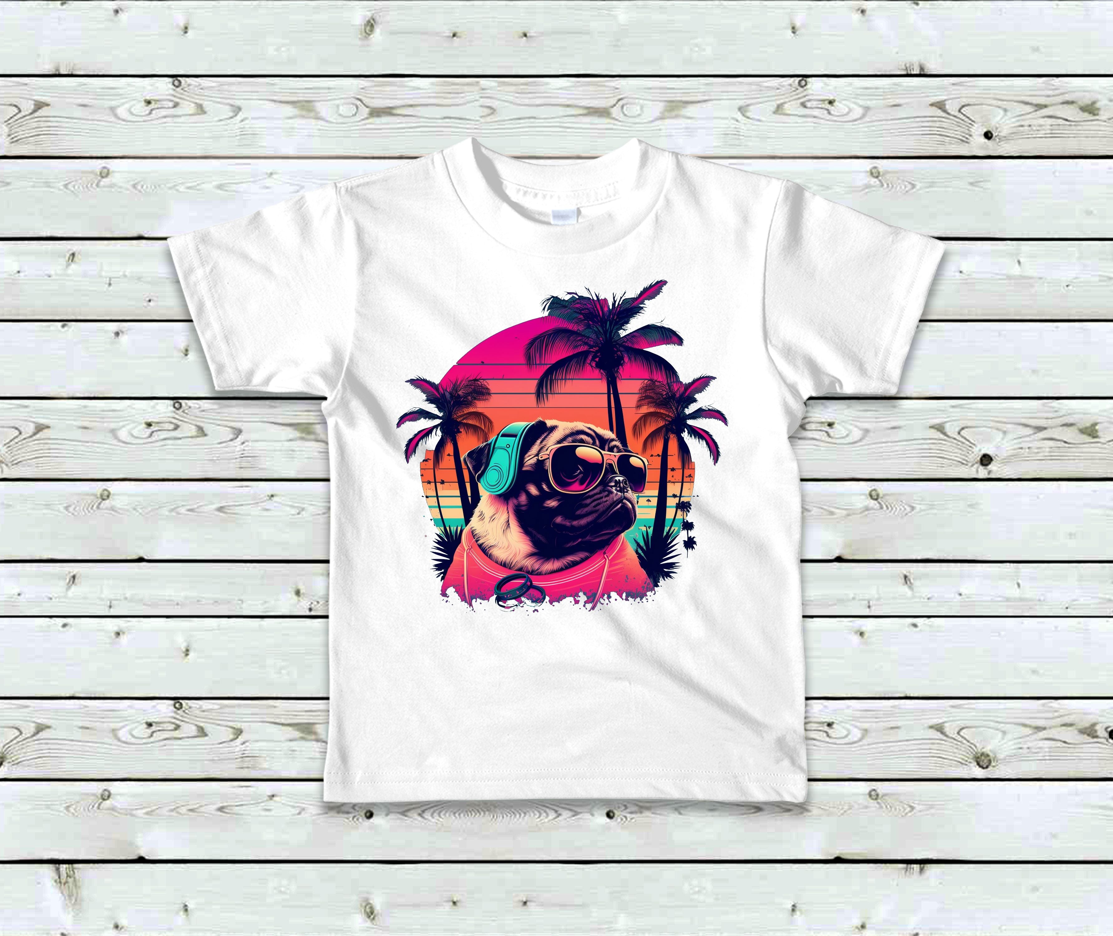 T-Shirt Enfant Pug en vacance