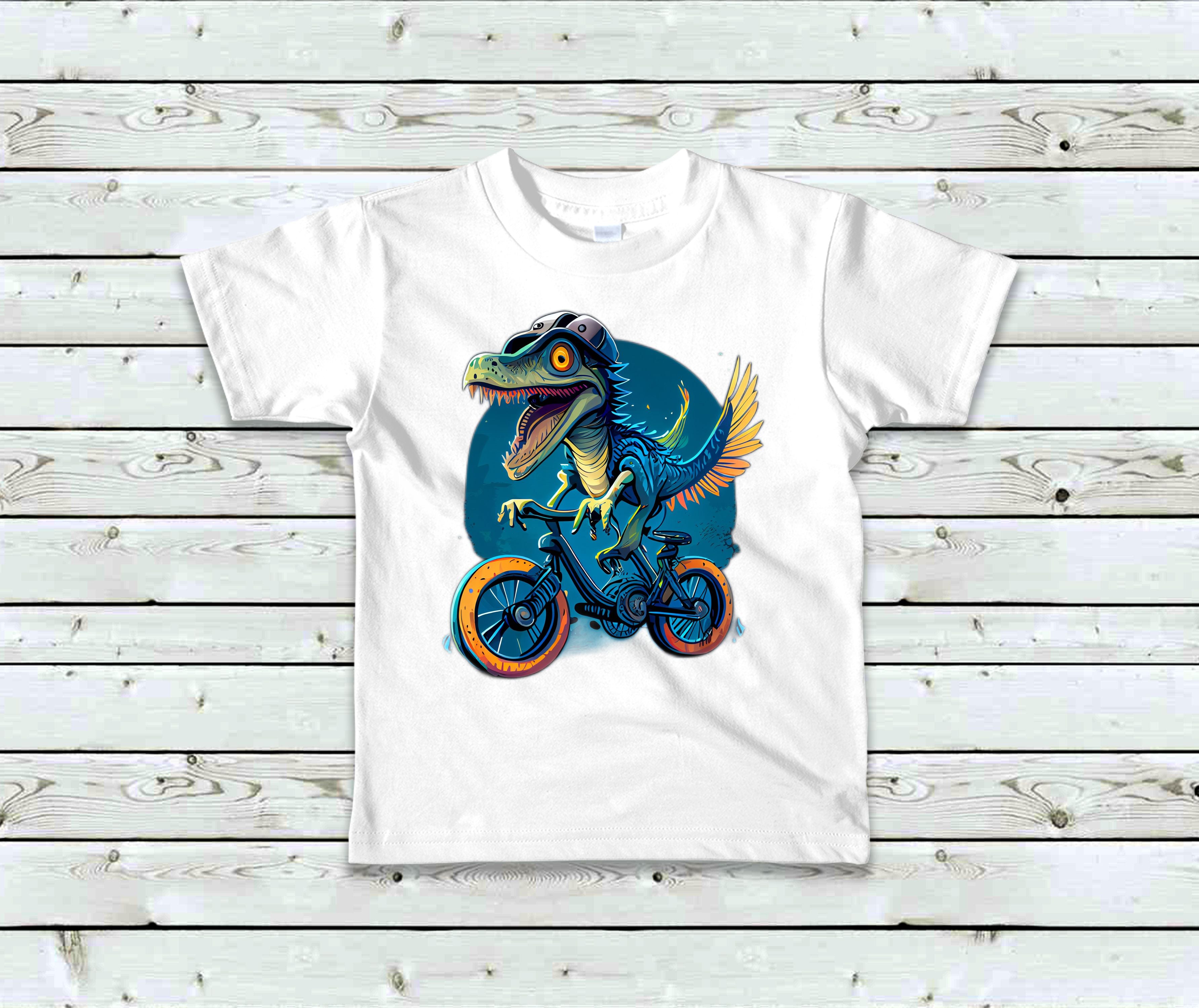T-Shirt Enfant Vélociraptor en vélo
