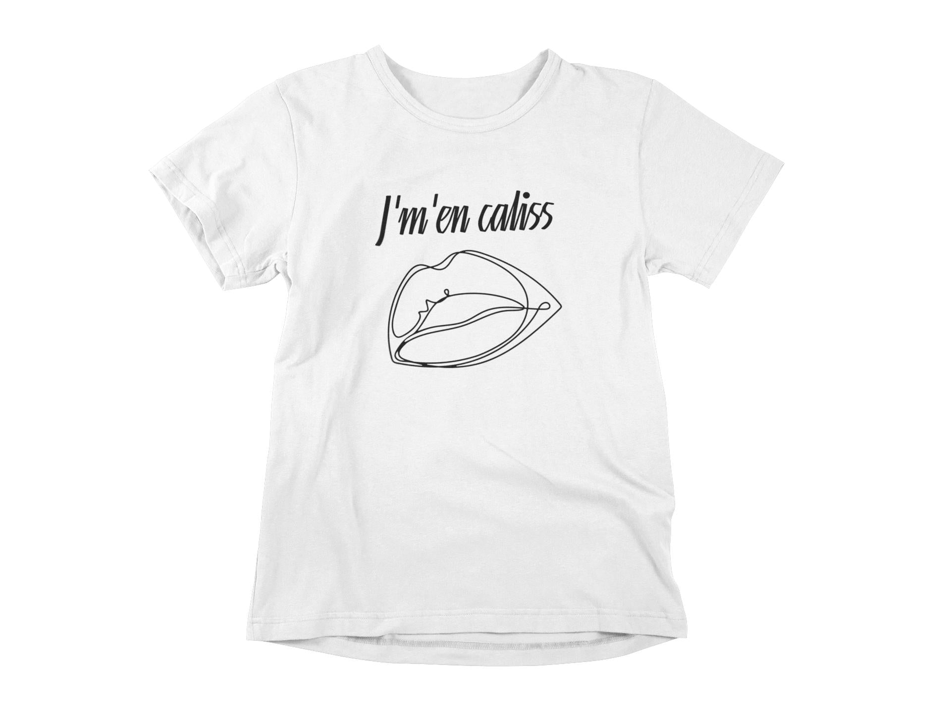 T-Shirt J'm'en caliss, bisou-Simplement Vrai Boutique Made In Québec