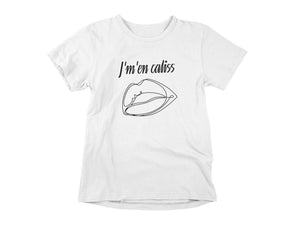 T-Shirt J'm'en caliss, bisou-Simplement Vrai Boutique Made In Québec
