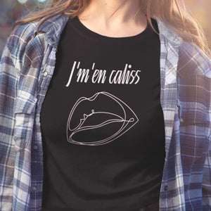 T-Shirt J'm'en caliss, bisou-Simplement Vrai Boutique Made In Québec