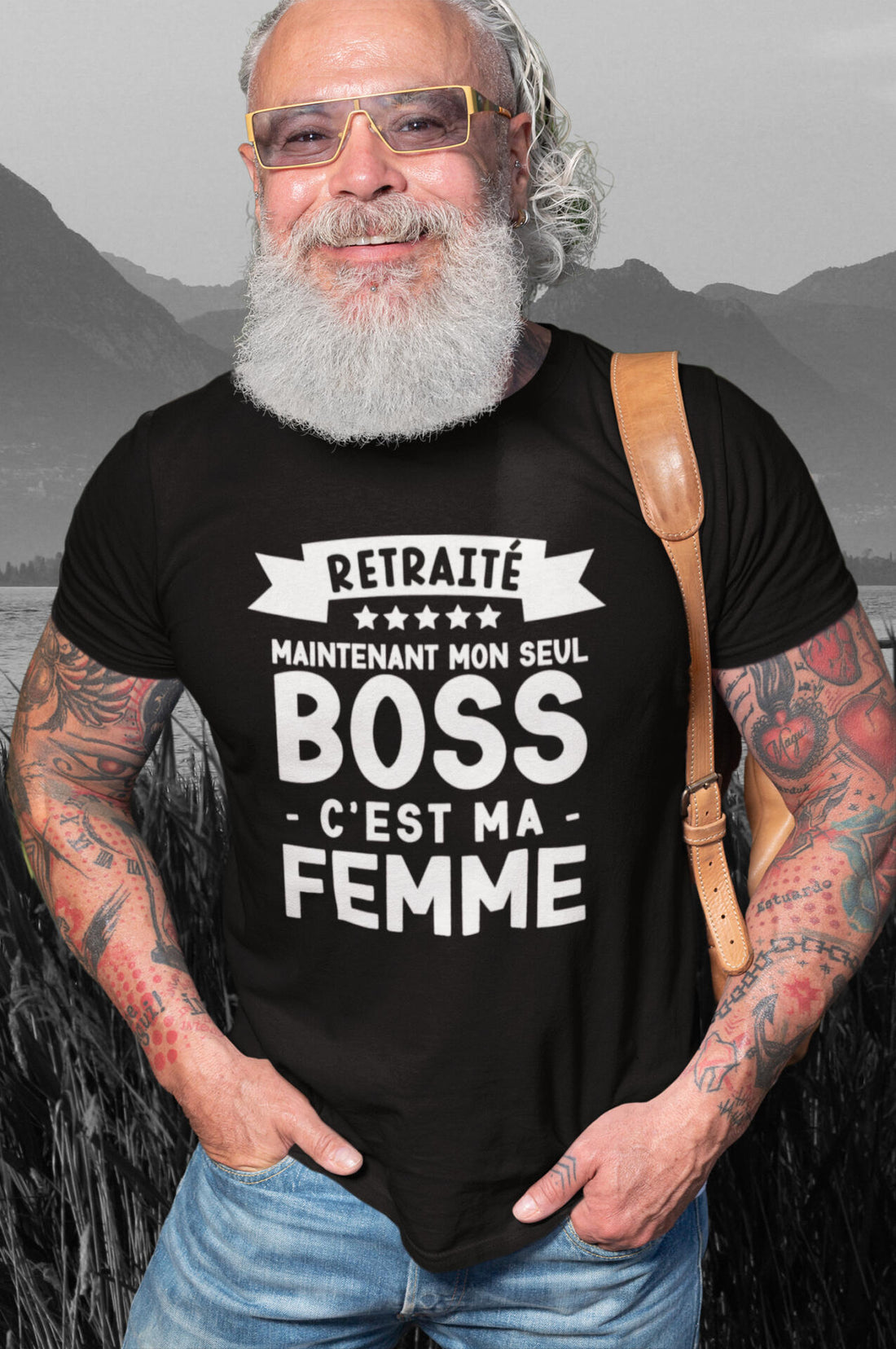 T-Shirt Retraité, maintenant mon seul boss, c'est ma femme-Simplement Vrai Boutique Made In Québec