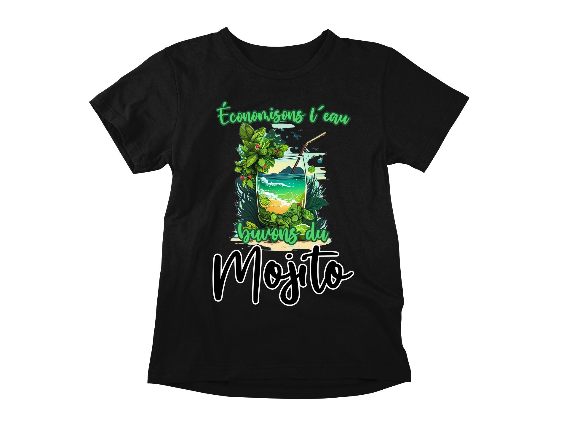 T-Shirt Économisons l'eau, buvons du Mojito
